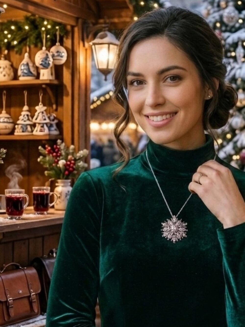 💎❄️Upcycled Icy Elegance: Statement Snowflake Crystal Pendant Necklace❄️💎 - Picture 5 of 16